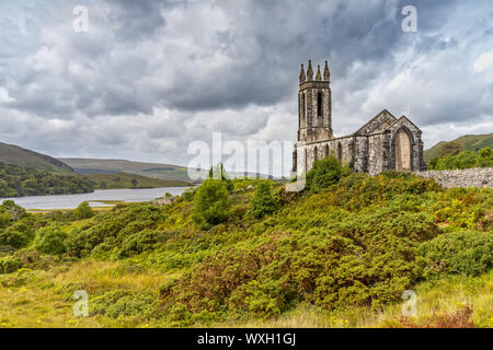 Die Ruinen der Kirche verlassen Dunlewey im County Donegal, Irland Stockfoto