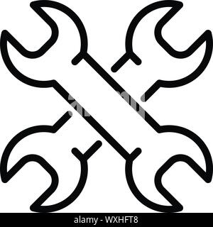 Gekreuzt Schraubenschlüsselsymbol. Umrisse gekreuzten Schlüssel vektor Symbol für Web Design auf weißem Hintergrund Stock Vektor