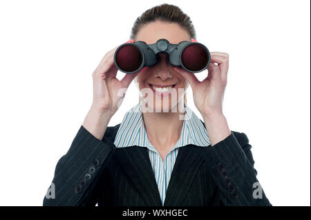 Arbeitgeber, die ein Auge auf Team aus Distanz Stockfoto