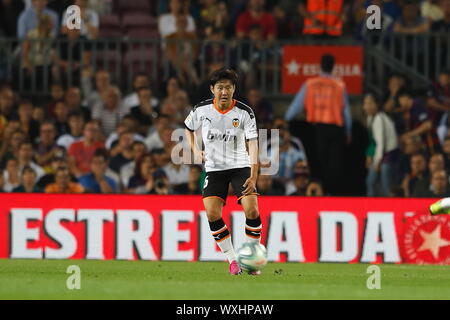 Barcelona, Spanien. 14 Sep, 2019. Lee Kang-in (Valencia) Fußball: Spanisch "La Liga Santander' Match zwischen dem FC Barcelona 5-2 Valencia CF im Camp Nou in Barcelona, Spanien. Credit: mutsu Kawamori/LBA/Alamy leben Nachrichten Stockfoto