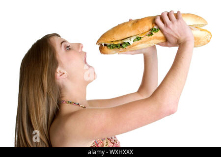 Mädchen essen Sandwich Stockfoto