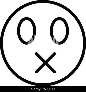 Gekreuzt Mund Smiley. Umrisse gekreuzt Mund smiley Vektor Symbol für Web Design auf weißem Hintergrund Stock Vektor