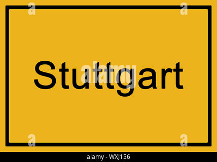 Typisch deutsche gelb Stadt zeichen Stuttgart Stockfoto