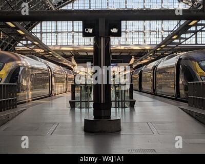 Eurostar Züge am Bahnhof Kings Cross Stockfoto