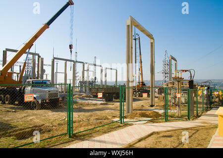 Gebäude Hochspannung Umspannwerk auf 110 000 Volt Stockfoto