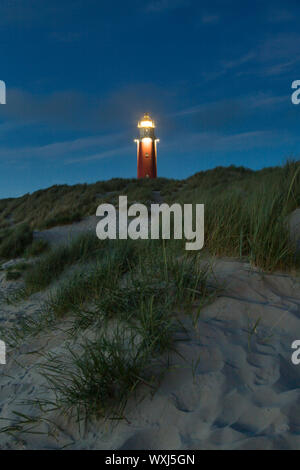 Leuchtturm Eierland am nördlichsten Punkt der niederländischen Insel Texel. Niederlande Stockfoto