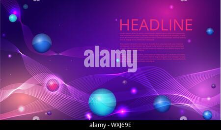 Violett Blau gewellte Einfache futuristische glänzenden Hintergrund Dekoration, mit primitiven, Supremacist und offenen Raum für Text, Vector Illustration für Web- und Stock Vektor