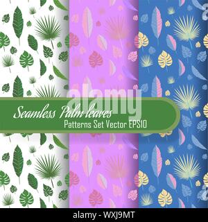Nahtlose Palm Blätter Muster, geloopt Stoff Textur für Web und Print. Sommer, Reisen und Ferien Stimmung. Stock Vektor