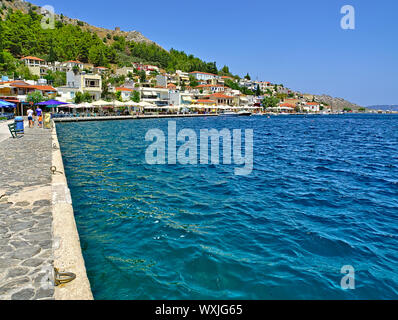 Insel Chios, Griechenland - August 04, 2019: Blick von Lagada Dorf Port, sonnigen Sommertag. Stockfoto