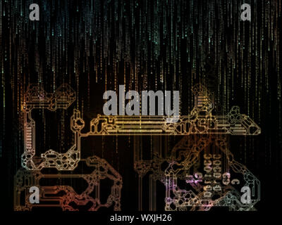 Verschlüsselung-Schlüssel-Serie. Hintergrund der stilisierten Schlüssel und Anzahl Symbole zum Thema Mathematik, Verschlüsselung und digitale Technologien Stockfoto