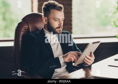 Profil Seitenansicht des eleganten klassischen schweren stilvolle smart Cleve Stockfoto