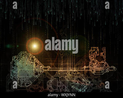 Verschlüsselungsschlüssel Serie. Design aus stilisierten Schlüssel und Anzahl Symbole als Metapher auf das Thema der Verschlüsselung, Mathematik und digitale Technologien Stockfoto