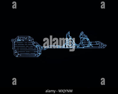 Verschlüsselung-Schlüssel-Serie. Anordnung der stilisierten Schlüssel und Anzahl Symbole zum Thema Mathematik, Verschlüsselung und digitale Technologien Stockfoto