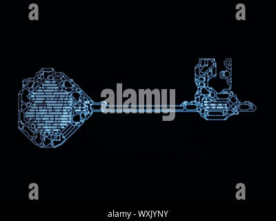 Verschlüsselung-Schlüssel-Serie. Anordnung der stilisierten Schlüssel und Anzahl Symbole zum Thema Mathematik, Verschlüsselung und digitale Technologien Stockfoto