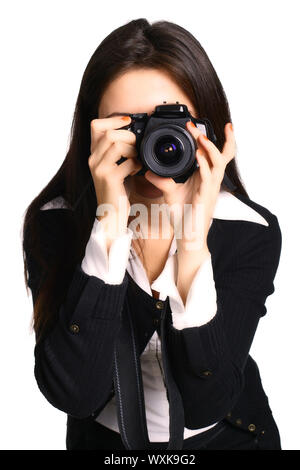 Die Mädchen der Fotograf etwas entfernt Stockfoto