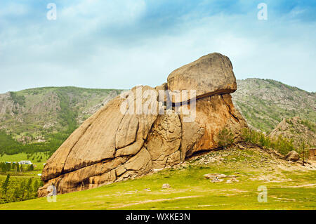 Turtle Rock in Terelj Nationalpark Mongolei Stockfoto