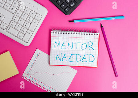 Wort schreiben Text Mentor benötigt. Business Foto zur Schau stellen wollte Hilfe für mehr erfahren oder mehr Kenntnisse demonstriert Schreibbedarf und Stockfoto