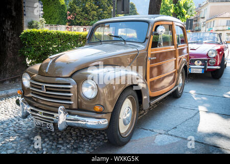 Varallo Sesia, Italien - Juni 02, 2019: Classic Car, Italienisch alten Fiat 500 Modell Giardinetta (oder Giardiniera) während einer Oldtimer Rallye Stockfoto