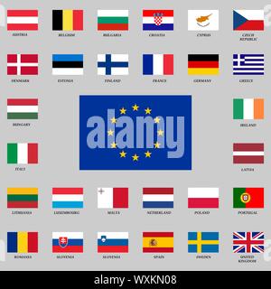 Alle Europa Flaggen. Vector Illustration Stock Vektor