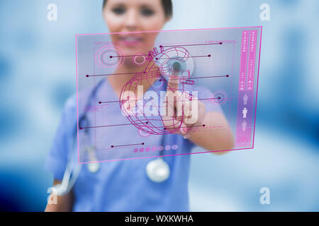 Kardiologe Berühren eines medizinischen Schnittstelle im Krankenhaus Stockfoto