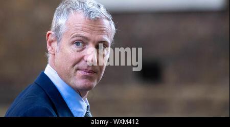 London, Großbritannien. 17 Sep, 2019. Zac Goldsmith, Staatsminister, hinterlässt eine Kabinettssitzung am 10 Downing Street, London Quelle: Ian Davidson/Alamy leben Nachrichten Stockfoto