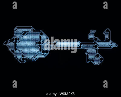 Verschlüsselung-Schlüssel-Serie. Abstrakte Konstruktion aus stilisierten Schlüssel und Anzahl Symbole zum Thema Mathematik, Verschlüsselung und digitale Technologien Stockfoto