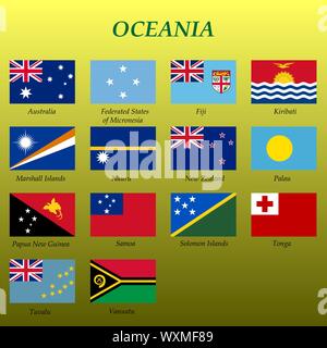 Alle Flaggen von Ozeanien. Vector Illustration Stock Vektor