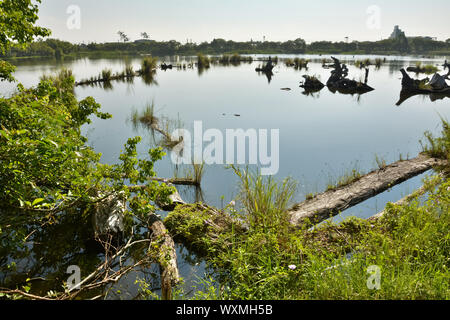 Landschaft der alten Log-Teich, beschossen Luodong Forstwirtschaft-Kultur-Garten, Yilan County, Taiwan. Stockfoto