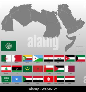 Hohe Qualität Karte der Arabischen Welt mit den Grenzen der Staaten, Stock Vektor