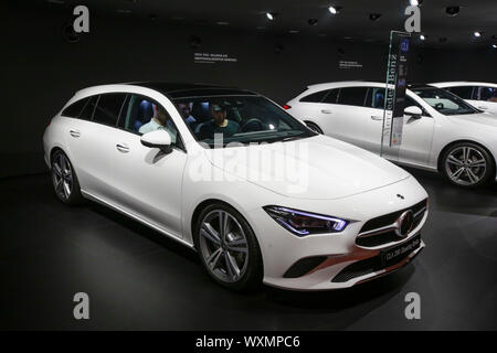 Die deutschen Automobilhersteller Mercedes-Benz zeigt die Mercedes-Benz CLA 200 Shooting Break an der 2019 Internationale Automobil-Ausstellung (IAA). (Foto von Michael Debets/Pacific Press) Stockfoto