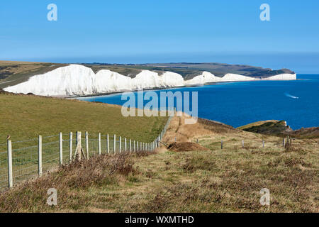 Seaford Head an der South Downs, East Sussex, UK, auf der Suche nach Osten in Richtung Sieben Schwestern Stockfoto