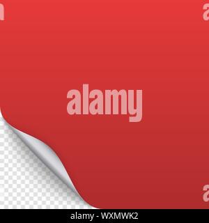 Seite mit Schatten auf transparente leeres Blatt Papier wellt. Stock Vektor