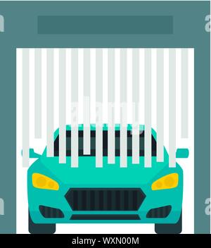 Auto verlassen Sie waschen garage Symbol. Flache Abbildung: Ausfahrt von Wäsche garage Vektor Symbol für Web Design Stock Vektor