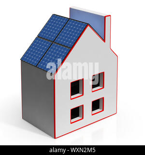 Haus mit Solar-Panels zeigt erneuerbare Energie oder Leistung Stockfoto