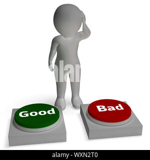 Gute schlechte Tasten zeigt Genehmigung oder Ablehnung Stockfoto