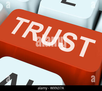 Schlüssel auf der Tastatur Vertrauen heißt glauben oder vertrauensvolle Stockfoto