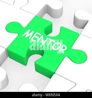 Mentor Puzzle zeigt Mentoring Mentoring und Mentoren Stockfoto