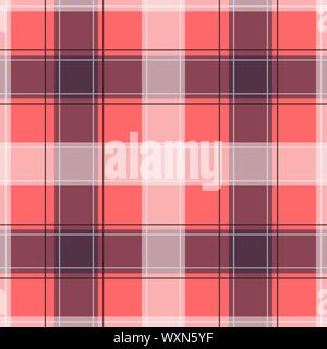 Light Red Gingham Muster. Textur von Plätzen für - plaid, Tischdecken, Kleidung, Hemden, Kleider, papier, Bettwäsche, Bettdecken, Steppdecken und andere textile Stock Vektor