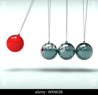 Newton-Wiege zeigt Energie Bewegung und Aktion Stockfoto