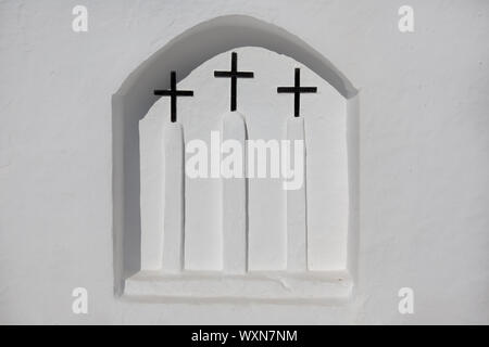 Ibiza Sant Carles de Peralta weiße Kirche in Balearen-Spanien Stockfoto