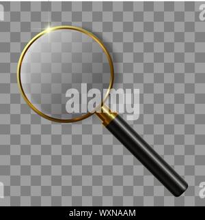 3D realistische Lupe auf transparentem Hintergrund. isolierte Vector Illustration Stock Vektor