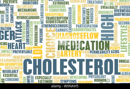 Hohe Cholesterinwerte Warn- und Diagnose als Kunst Stockfoto