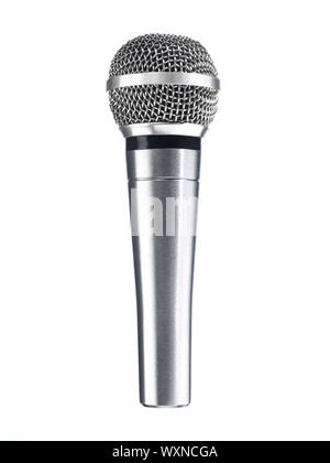 Eine metallische Mikrofon isoliert auf einem weißen Hintergrund. Stockfoto