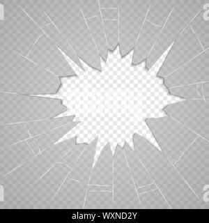 Zerbrochenes Glas Textur. Realistische Risse im Glas Effekt isoliert, Konzept element Stock Vektor