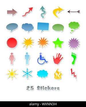 Ein Bild von 25 verschiedene Aufkleber für Ihr Design Stockfoto