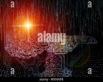 Verschlüsselung-Schlüssel-Serie. Zusammensetzung des stilisierten Schlüssel und Anzahl Symbole zum Thema Mathematik, Verschlüsselung und digitale Technologien Stockfoto