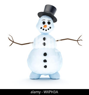 Einen schönen Schneemann auf einem weißen Hintergrund isoliert Stockfoto