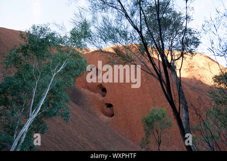 Anzeigen in der Nähe von Kapi Mutitjulu, Uluru-Kata Tjuta National Park, Lasseter Highway, Uluru NT, Australien Stockfoto