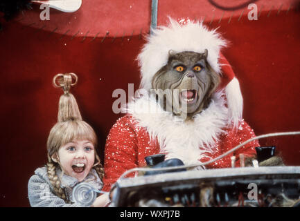 Jim Carrey, Taylor Momsen, Dr. Seuss' Wie der Grinch Weihnachten gestohlen hat, 2000 Stockfoto