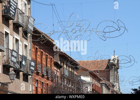 Detail der Häuser in der Calle Mayor, Alcala de Henares Stockfoto